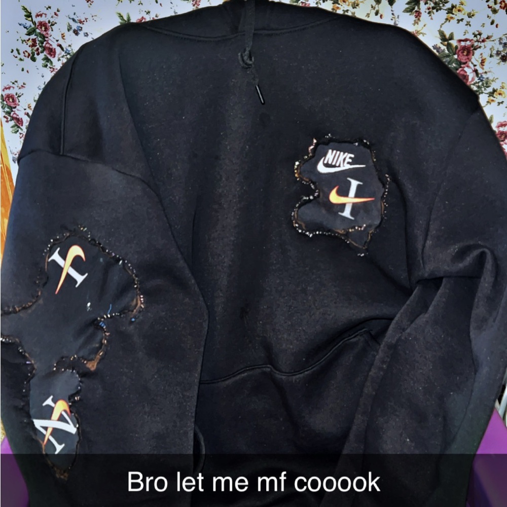 Nike Black Sweatshirt with Orange and White Accents